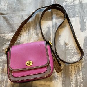 Magenta and chocolate brown purse